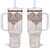New Zealand Manta Ray Tattoo Tumbler With Handle Aotearoa Maori Haehae Beige - Polynesian Pride