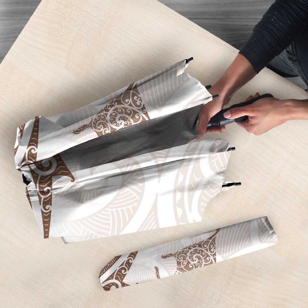 New Zealand Manta Ray Tattoo Umbrella Aotearoa Maori Haehae Beige - Polynesian Pride
