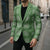 Green Hawaiian Quilt Blazer Hawaii Pineapple Monstera Palaka Motifs - Polynesian Pride