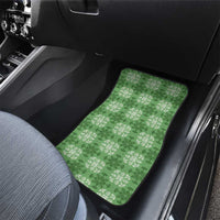 Green Hawaiian Quilt Car Mats Hawaii Pineapple Monstera Palaka Motifs - Polynesian Pride