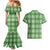 Green Hawaiian Quilt Couples Matching Mermaid Dress and Hawaiian Shirt Hawaii Pineapple Monstera Palaka Motifs - Polynesian Pride