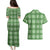 Green Hawaiian Quilt Couples Matching Puletasi and Hawaiian Shirt Hawaii Pineapple Monstera Palaka Motifs - Polynesian Pride