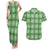 Green Hawaiian Quilt Couples Matching Tank Maxi Dress and Hawaiian Shirt Hawaii Pineapple Monstera Palaka Motifs - Polynesian Pride
