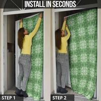 Green Hawaiian Quilt Door Cover Hawaii Pineapple Monstera Palaka Motifs - Polynesian Pride