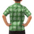 Green Hawaiian Quilt Family Matching Off Shoulder Short Dress and Hawaiian Shirt Hawaii Pineapple Monstera Palaka Motifs - Polynesian Pride
