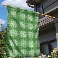 Green Hawaiian Quilt Garden Flag Hawaii Pineapple Monstera Palaka Motifs - Polynesian Pride
