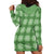 Green Hawaiian Quilt Hoodie Dress Hawaii Pineapple Monstera Palaka Motifs - Polynesian Pride