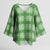 Green Hawaiian Quilt Kimono Sleeve Blouse Hawaii Pineapple Monstera Palaka Motifs - Polynesian Pride
