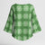 Green Hawaiian Quilt Kimono Sleeve Blouse Hawaii Pineapple Monstera Palaka Motifs - Polynesian Pride
