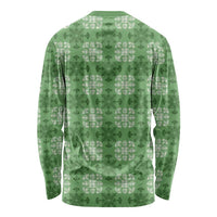 Green Hawaiian Quilt Long Sleeve Shirt Hawaii Pineapple Monstera Palaka Motifs - Polynesian Pride