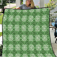 Green Hawaiian Quilt Quilt Hawaii Pineapple Monstera Palaka Motifs - Polynesian Pride
