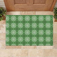 Green Hawaiian Quilt Rubber Doormat Hawaii Pineapple Monstera Palaka Motifs - Polynesian Pride