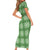 Green Hawaiian Quilt Short Sleeve Bodycon Dress Hawaii Pineapple Monstera Palaka Motifs - Polynesian Pride
