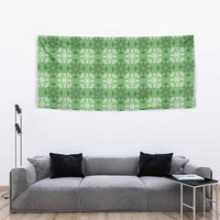 Green Hawaiian Quilt Tapestry Hawaii Pineapple Monstera Palaka Motifs - Polynesian Pride