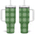 Green Hawaiian Quilt Tumbler With Handle Hawaii Pineapple Monstera Palaka Motifs - Polynesian Pride