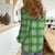 Green Hawaiian Quilt Women Casual Shirt Hawaii Pineapple Monstera Palaka Motifs - Polynesian Pride