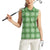 Green Hawaiian Quilt Women Sleeveless Polo Shirt Hawaii Pineapple Monstera Palaka Motifs - Polynesian Pride
