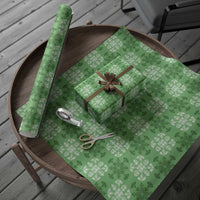 Green Hawaiian Quilt Wrapping Paper Hawaii Pineapple Monstera Palaka Motifs - Polynesian Pride