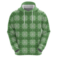 Green Hawaiian Quilt Zip Hoodie Hawaii Pineapple Monstera Palaka Motifs - Polynesian Pride