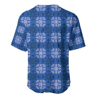 Royal Blue Hawaiian Quilt Baseball Jersey Hawaii Pineapple Monstera Palaka Motifs - Polynesian Pride