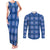 Royal Blue Hawaiian Quilt Couples Matching Tank Maxi Dress and Long Sleeve Button Shirt Hawaii Pineapple Monstera Palaka Motifs - Polynesian Pride