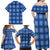 Royal Blue Hawaiian Quilt Family Matching Off Shoulder Maxi Dress and Hawaiian Shirt Hawaii Pineapple Monstera Palaka Motifs - Polynesian Pride