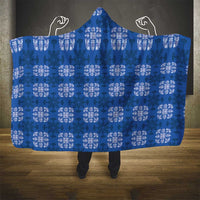 Royal Blue Hawaiian Quilt Hooded Blanket Hawaii Pineapple Monstera Palaka Motifs - Polynesian Pride