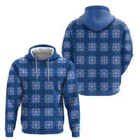 Royal Blue Hawaiian Quilt Hoodie Hawaii Pineapple Monstera Palaka Motifs - Polynesian Pride