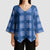 Royal Blue Hawaiian Quilt Kimono Sleeve Blouse Hawaii Pineapple Monstera Palaka Motifs - Polynesian Pride