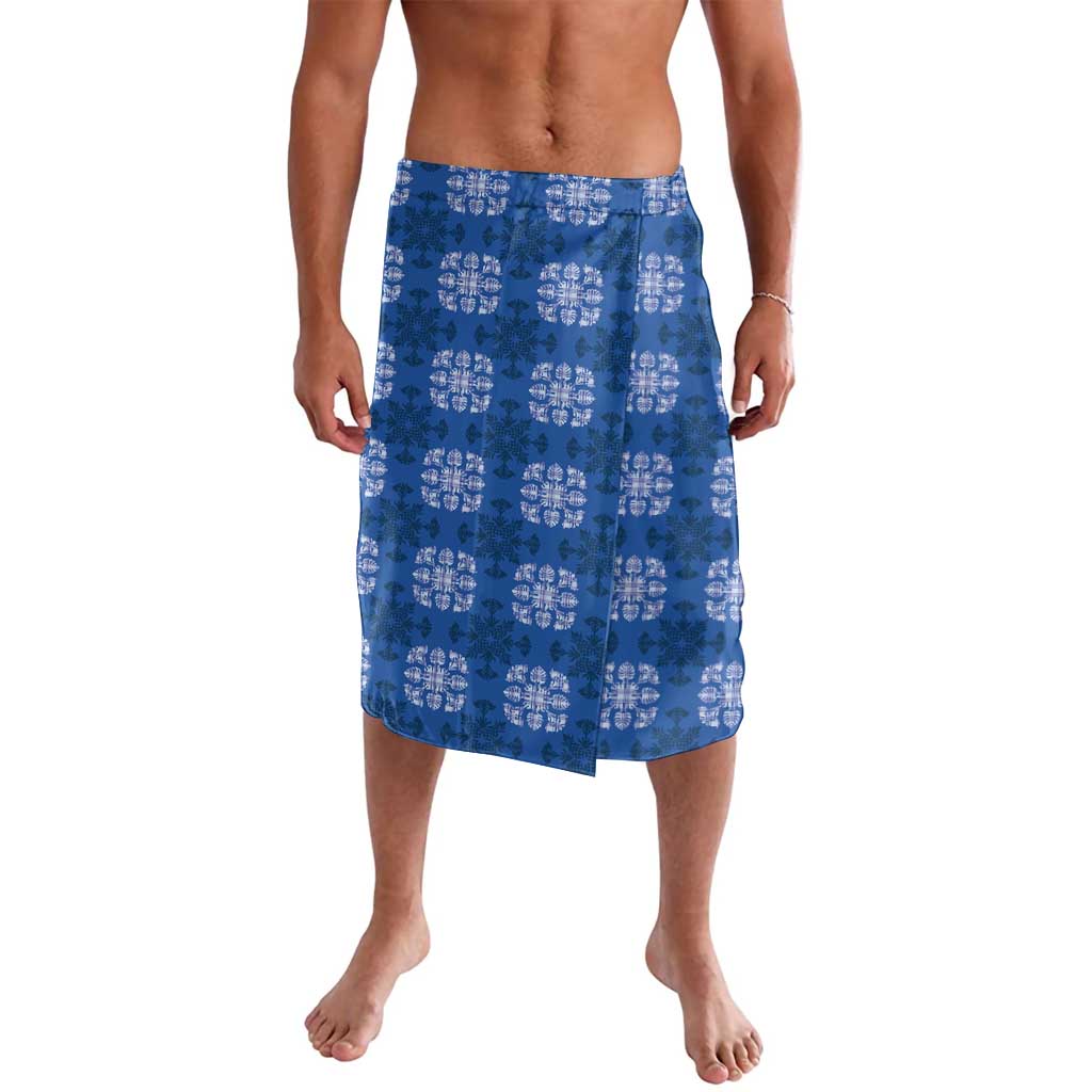 Royal Blue Hawaiian Quilt Lavalava Hawaii Pineapple Monstera Palaka Motifs - Polynesian Pride