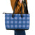 Royal Blue Hawaiian Quilt Leather Tote Bag Hawaii Pineapple Monstera Palaka Motifs - Polynesian Pride