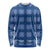Royal Blue Hawaiian Quilt Long Sleeve Shirt Hawaii Pineapple Monstera Palaka Motifs - Polynesian Pride