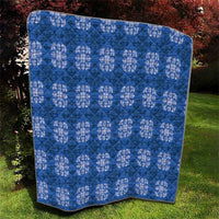 Royal Blue Hawaiian Quilt Quilt Hawaii Pineapple Monstera Palaka Motifs - Polynesian Pride