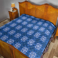 Royal Blue Hawaiian Quilt Quilt Hawaii Pineapple Monstera Palaka Motifs - Polynesian Pride