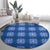 Royal Blue Hawaiian Quilt Round Carpet Hawaii Pineapple Monstera Palaka Motifs - Polynesian Pride