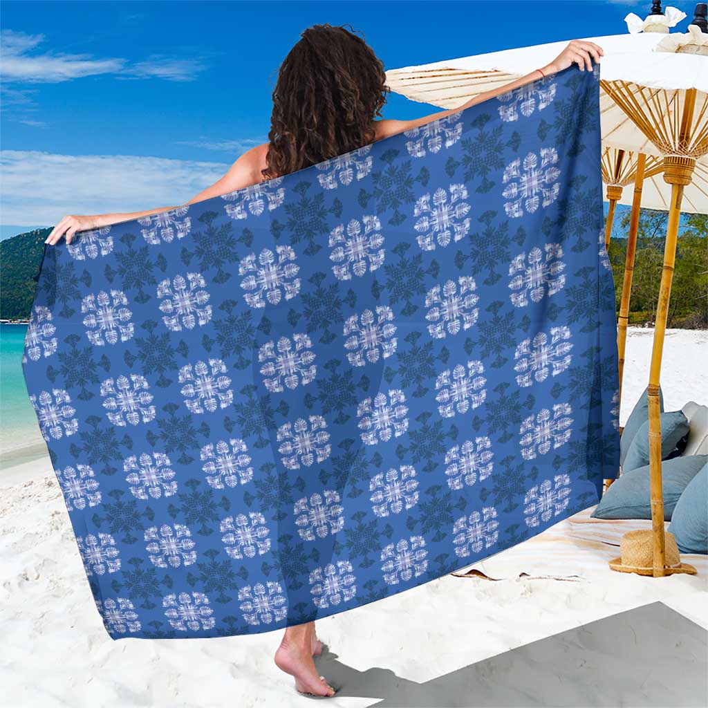 Royal Blue Hawaiian Quilt Sarong Hawaii Pineapple Monstera Palaka Motifs - Polynesian Pride