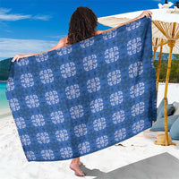 Royal Blue Hawaiian Quilt Sarong Hawaii Pineapple Monstera Palaka Motifs - Polynesian Pride