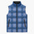 Royal Blue Hawaiian Quilt Sleeveless Puffer Jacket Hawaii Pineapple Monstera Palaka Motifs - Polynesian Pride