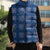 Royal Blue Hawaiian Quilt Sleeveless Puffer Jacket Hawaii Pineapple Monstera Palaka Motifs - Polynesian Pride