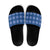 Royal Blue Hawaiian Quilt Slide Sandals Hawaii Pineapple Monstera Palaka Motifs - Polynesian Pride