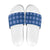 Royal Blue Hawaiian Quilt Slide Sandals Hawaii Pineapple Monstera Palaka Motifs - Polynesian Pride