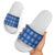 Royal Blue Hawaiian Quilt Slide Sandals Hawaii Pineapple Monstera Palaka Motifs - Polynesian Pride