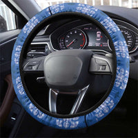 Royal Blue Hawaiian Quilt Steering Wheel Cover Hawaii Pineapple Monstera Palaka Motifs - Polynesian Pride