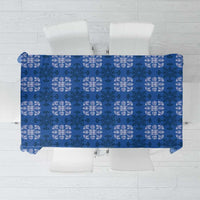 Royal Blue Hawaiian Quilt Tablecloth Hawaii Pineapple Monstera Palaka Motifs - Polynesian Pride