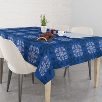 Royal Blue Hawaiian Quilt Tablecloth Hawaii Pineapple Monstera Palaka Motifs - Polynesian Pride