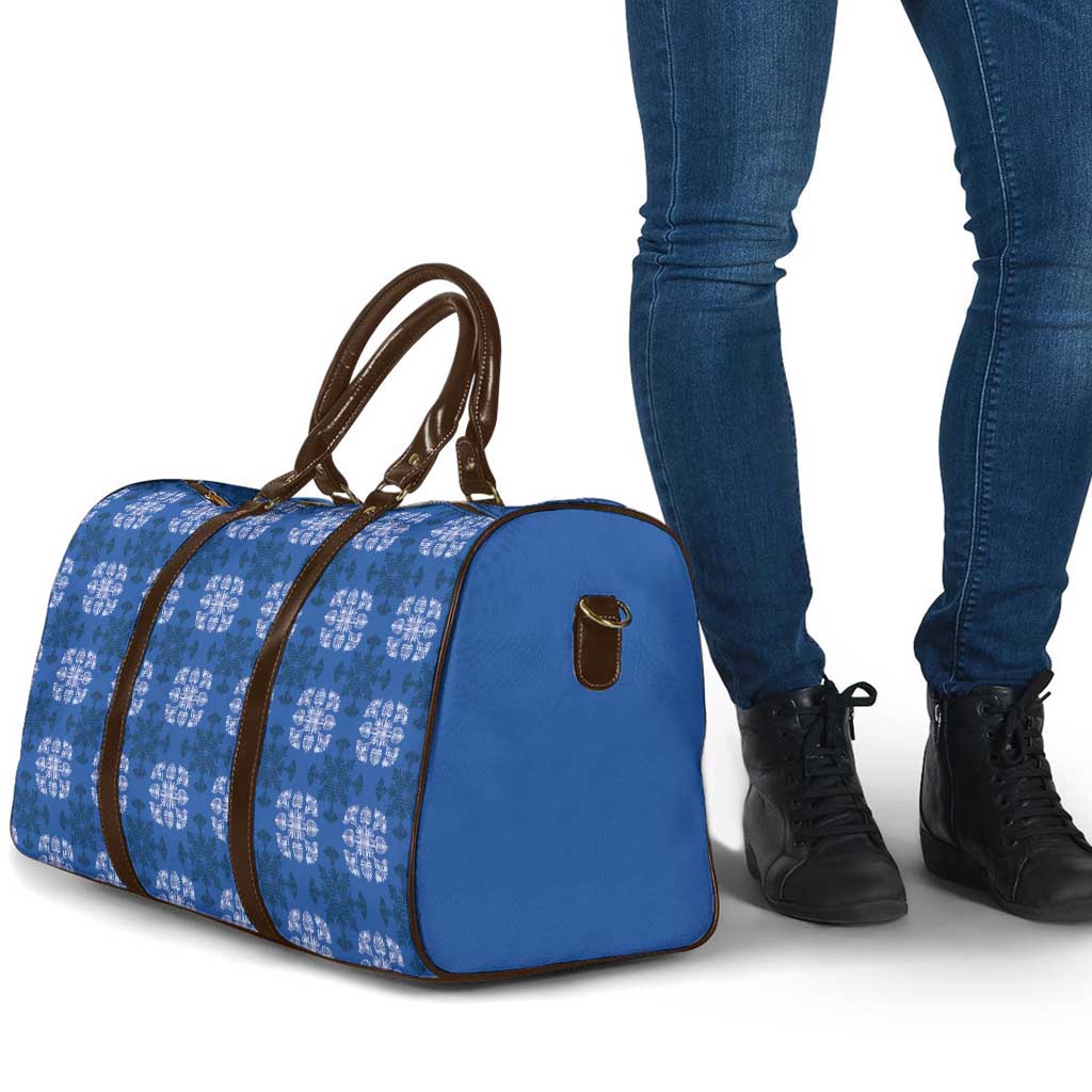 Royal Blue Hawaiian Quilt Travel Bag Hawaii Pineapple Monstera Palaka Motifs - Polynesian Pride