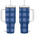 Royal Blue Hawaiian Quilt Tumbler With Handle Hawaii Pineapple Monstera Palaka Motifs - Polynesian Pride