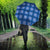Royal Blue Hawaiian Quilt Umbrella Hawaii Pineapple Monstera Palaka Motifs - Polynesian Pride