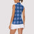 Royal Blue Hawaiian Quilt Women Sleeveless Polo Shirt Hawaii Pineapple Monstera Palaka Motifs - Polynesian Pride