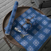 Royal Blue Hawaiian Quilt Wrapping Paper Hawaii Pineapple Monstera Palaka Motifs - Polynesian Pride